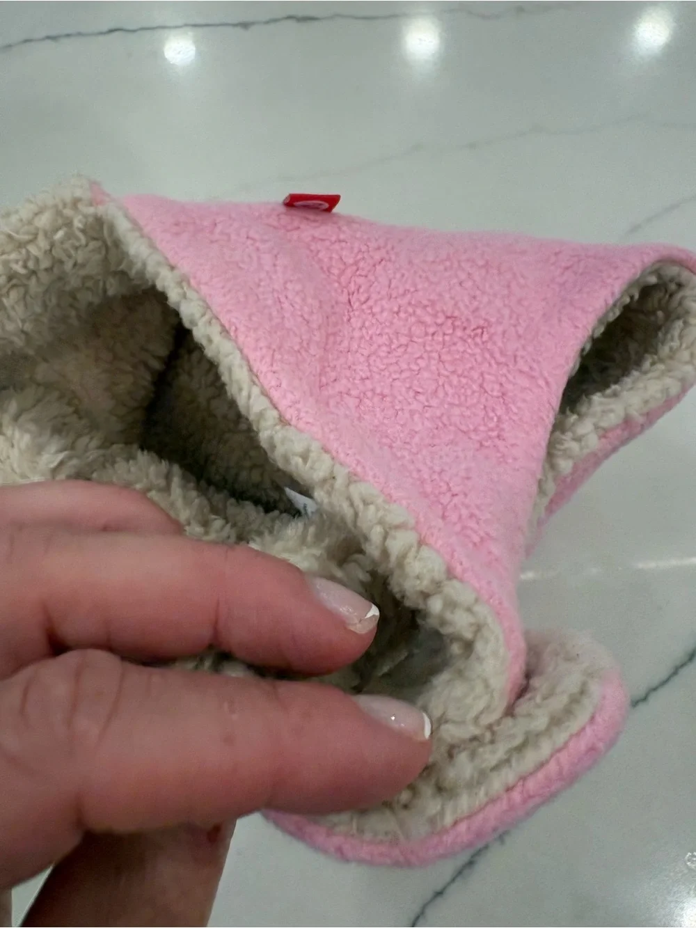 Zutano Pink Sherpa Trapper Hat with Cream Lining